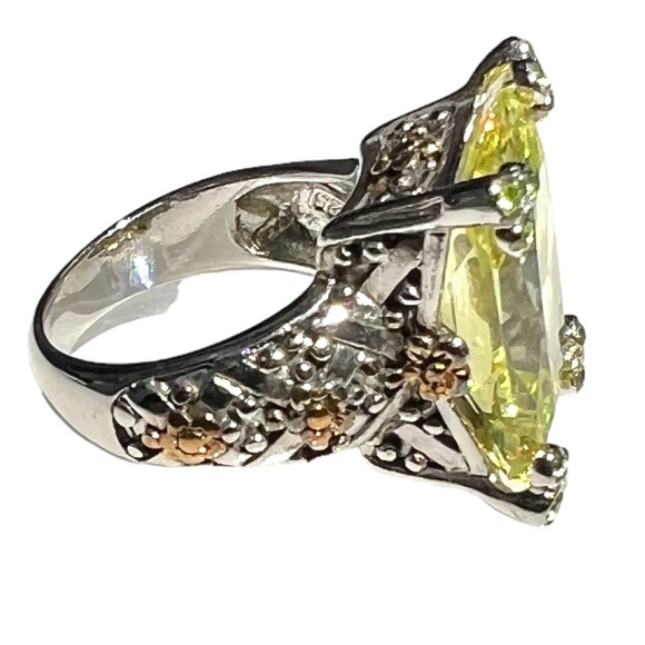 STERLING SILVER LIME GREEN FACETED STONE COCKTAIL RING SIZE 7 - Picture 12 of 16